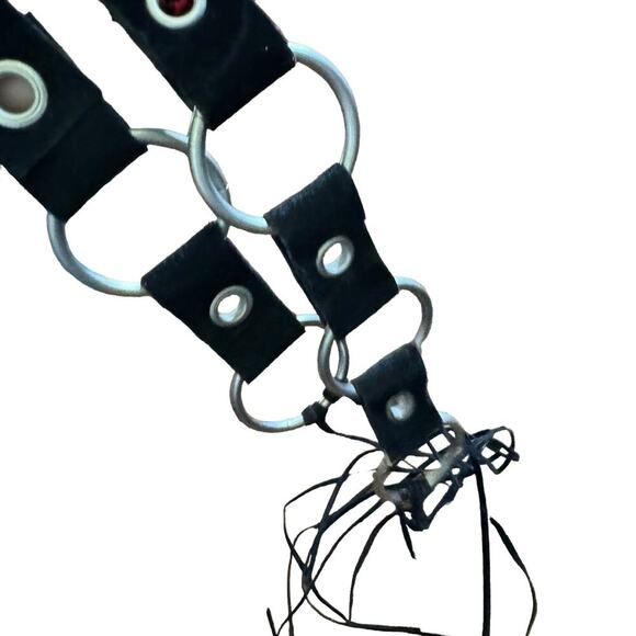 Bohemian Boho Western Cowgirl Belt Silver Metal Loops Black Accents Fringe Tie - Picture 8 of 8